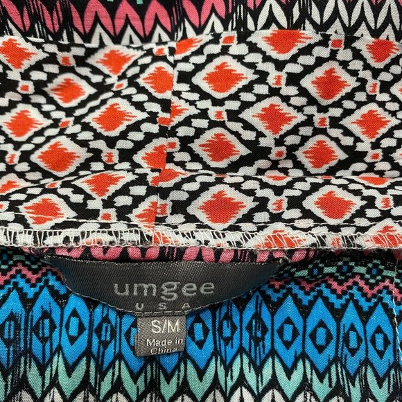 Umgee Cardigan Kimono Womens S M Printed Multicolor‎ 3/4 Sleeve High Low Button - Picture 9 of 11